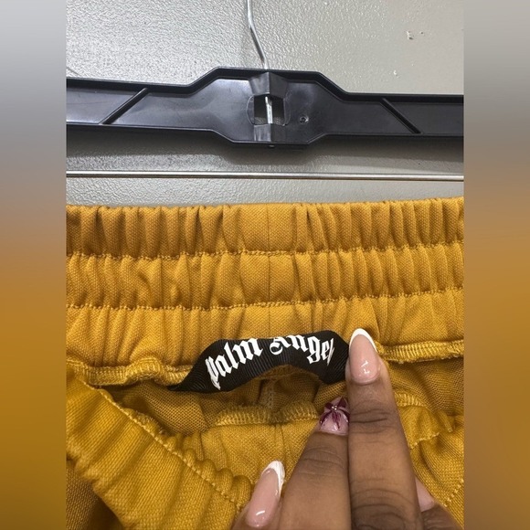 Palm Angels Track Pants Ochre Yellow White Stripe Logo Detail Size XL - Picture 6 of 10